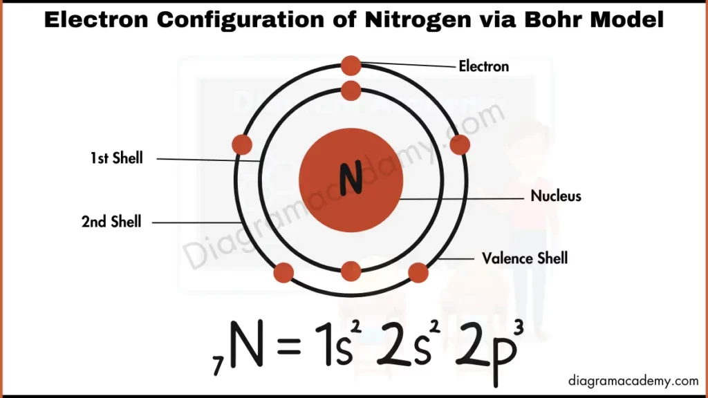 Image showing Diagram of Electronic Configuration of Nitrogen via Bohr Model