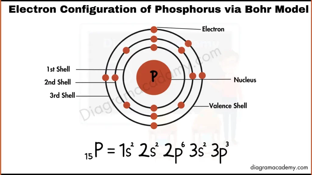 Image showing Diagram of Electronic Configuration of Phosphorus via Bohr Model